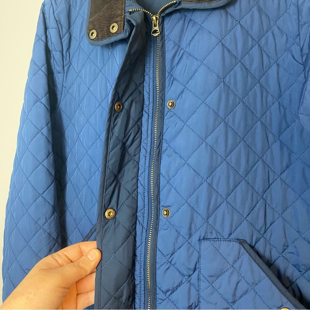 Lands End Quilted Zip Snap Jacket Barn Chore Coat Classic Heritage Puffer Blue M - Picture 6 of 16